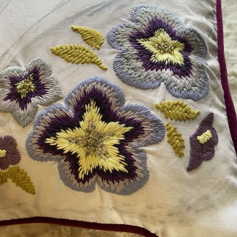 Pottery Barn Teen Swan Decorative Sham With Pillow Embroidered Beaded Velvet 16